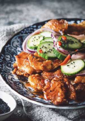 TERIYAKI SWEET CHILI CHICKEN AND SPICY CUCUMBER SALAD